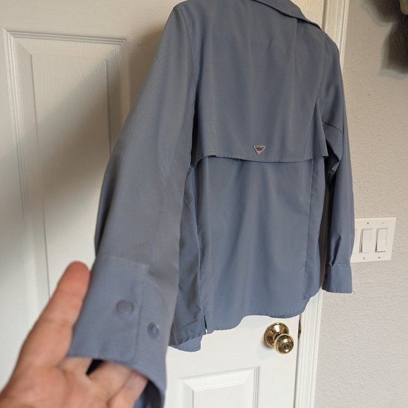 Columbia PFG Long Sleeve SNAP UP Quick Dry Shirt | M | Slate Blue / Gray | EUC - Picture 2 of 12